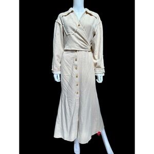 Nanuska Tanea Dress in Warm Beige Button-Down Midi Dress, NWT, M